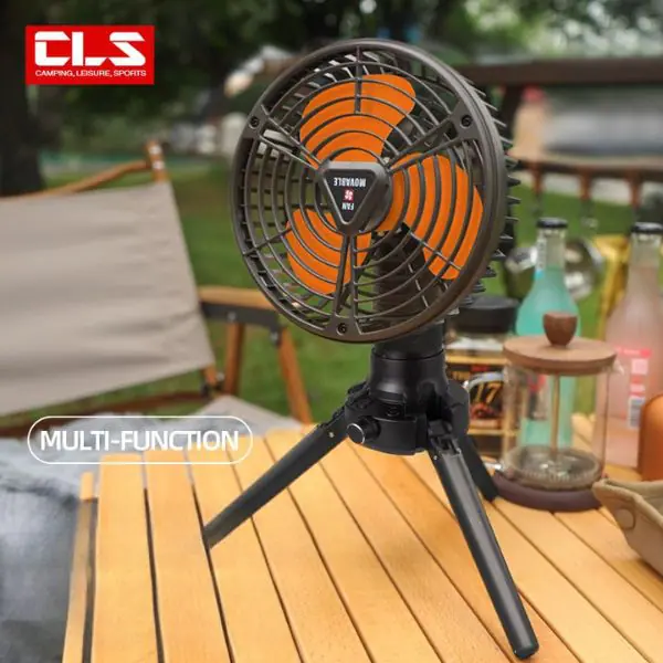 All Image 600x600 4179-កង្ហា X77 Outdoor fan camping tent ceiling fan portable USB tent lighting multi-function camping tripod electric fan - រូបភាព 1