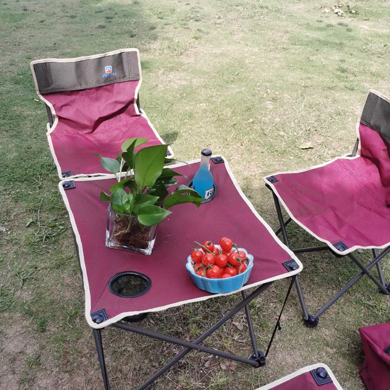 Main image_05 4158-តុកៅអីបោះតង់ Outdoor folding table and chair set outdoor portable set stove picnic self-driving equipment balcony table and chair five-piece set - Image 1